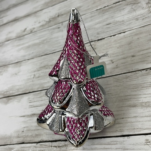 GLITTER CHRISTMAS TREE ORNAMENT pink/white NWT - Picture 3 of 6